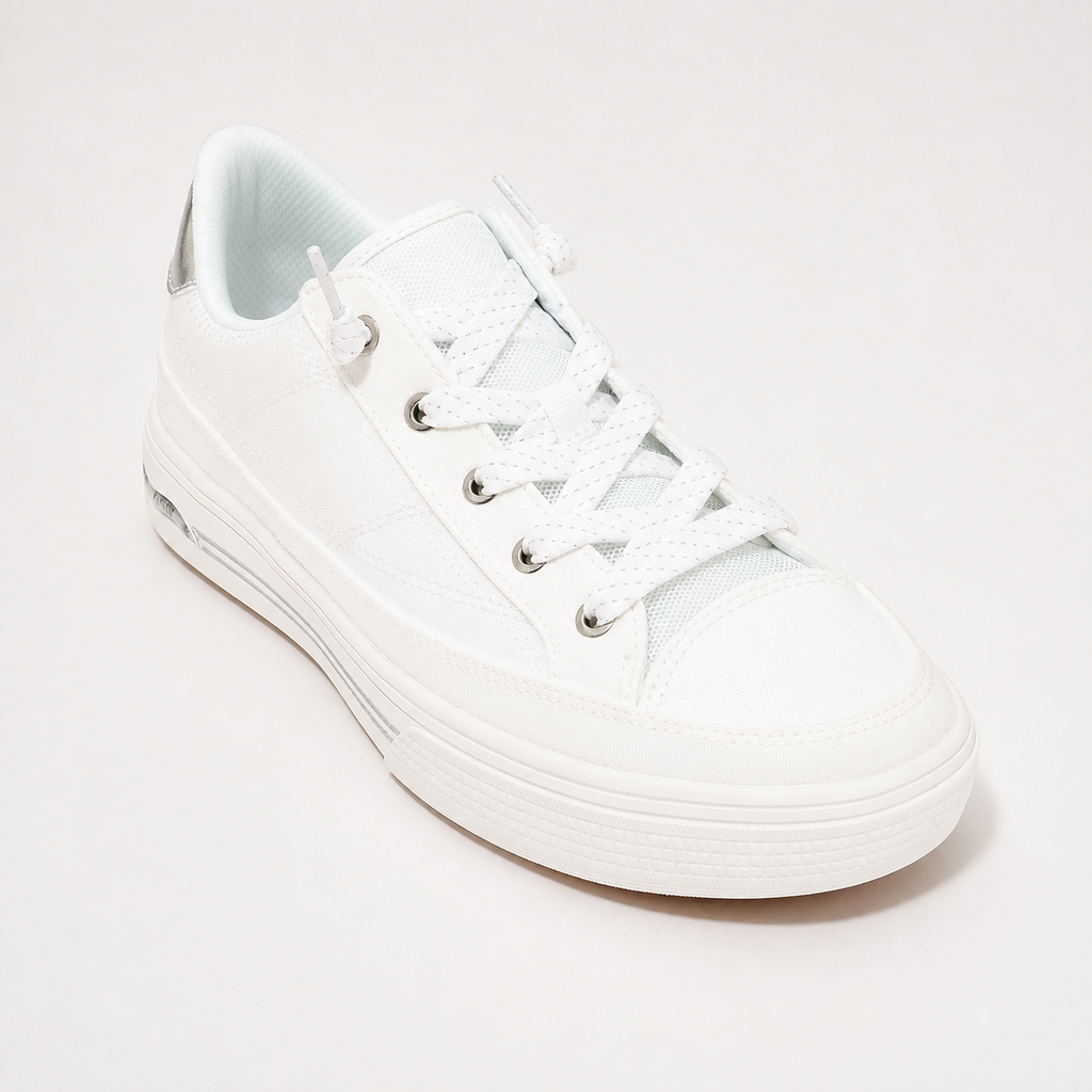 Women’s Everyday Comfort Canvas Sneakers – Cushioned Lace-Up Casual Shoes