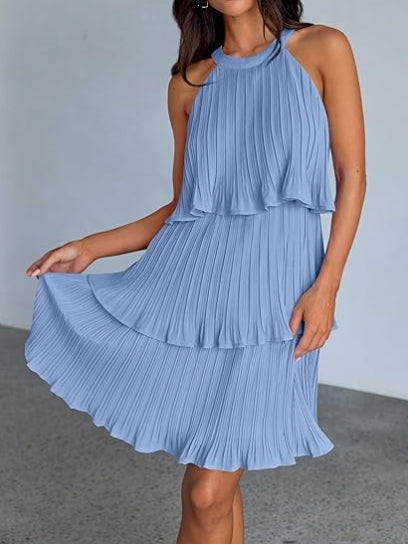 Tiered Chiffon Pleated Mini Cocktail Dresses