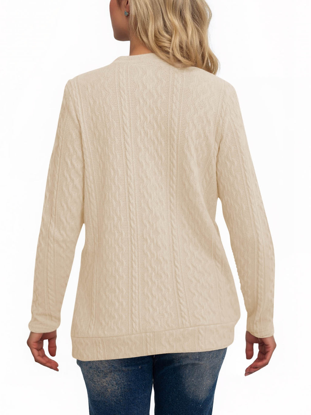 Women's V Neck Button Down Cardigan with Pockets, Long Sleeve