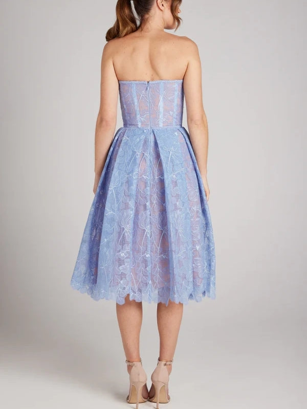 WOMEN'S STRAPLESS LACE MIDI DRESS