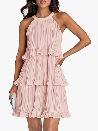 Tiered Chiffon Pleated Mini Cocktail Dresses