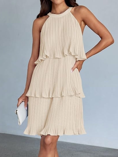 Tiered Chiffon Pleated Mini Cocktail Dresses