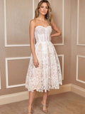 WOMEN'S STRAPLESS LACE MIDI DRESS